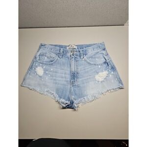 Hollister Women's Size 5 27w Denim Jeans Shorts Distressed  Cut Off Bleached
